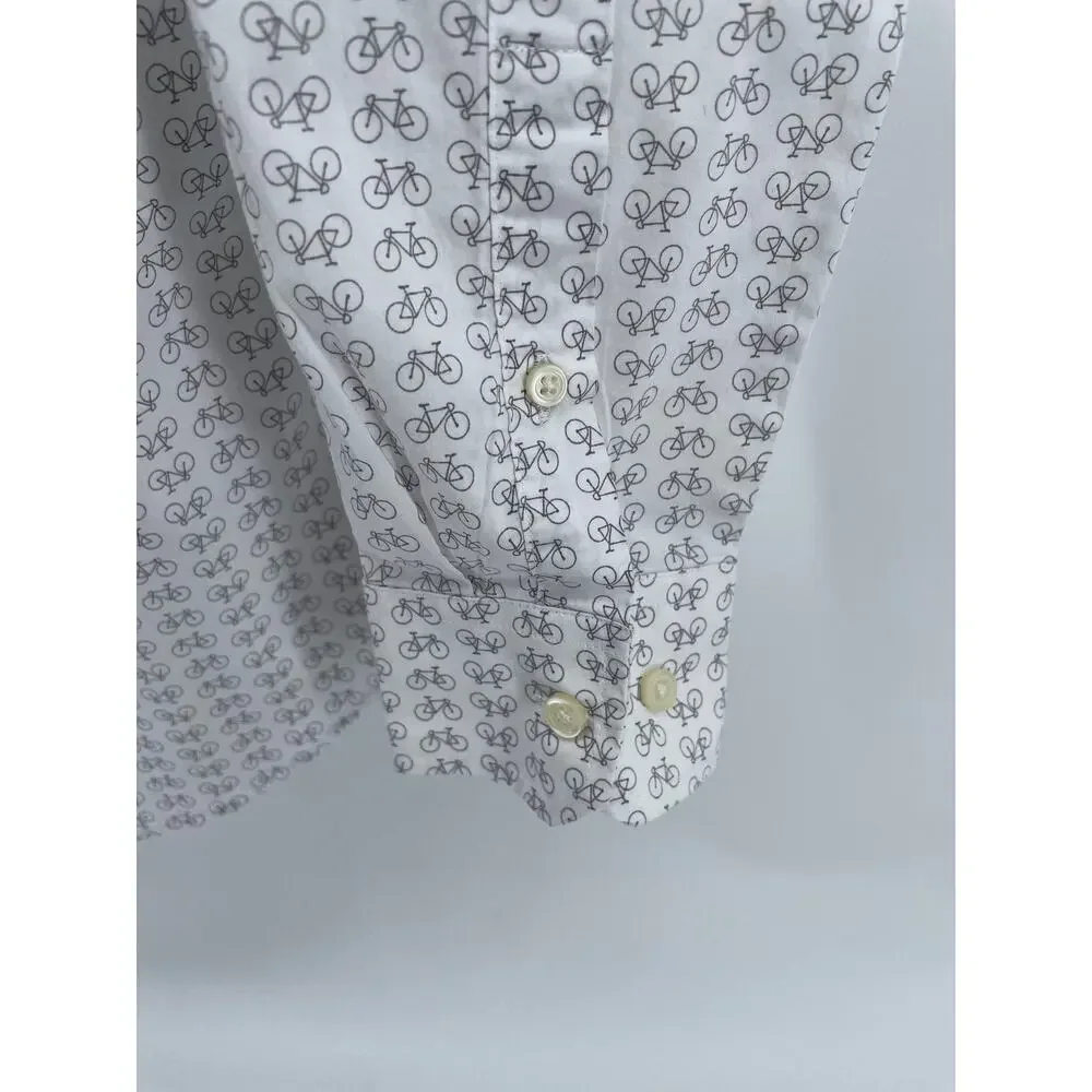 Banana Republic Dress Shirt Men’s M Slim Fit Bicycle Graphic